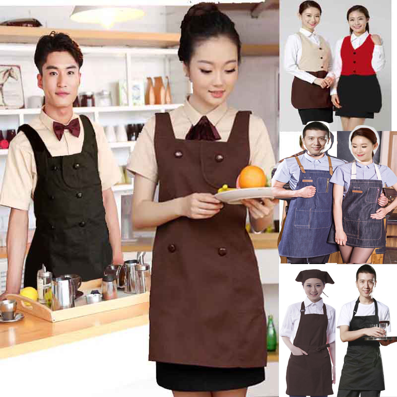 韩版时尚的西餐厅奶茶店营业员工作服围裙图片