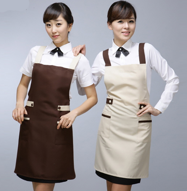 最新款快餐厅奶茶店服务员工作服围裙图片