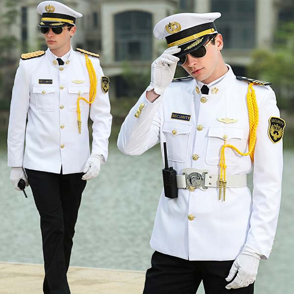 白色海军风的金碧物业管理保安员保安服秋冬装