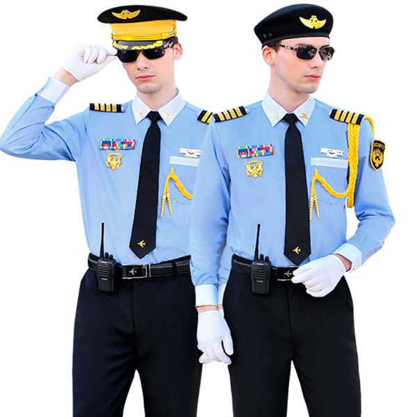 美国警察制服风格的男安保员长袖工作服套装春